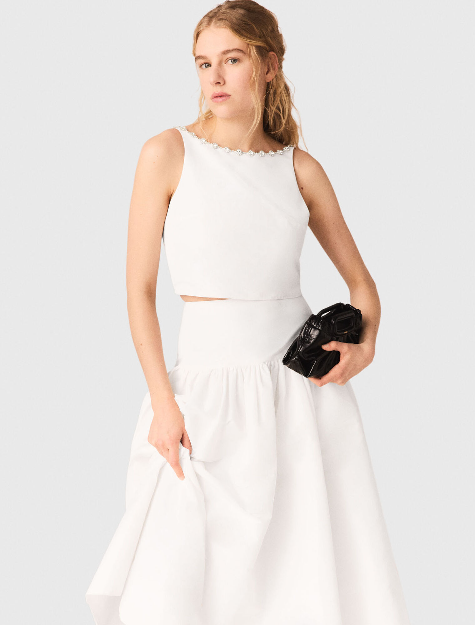 Crackled leather mini clutch