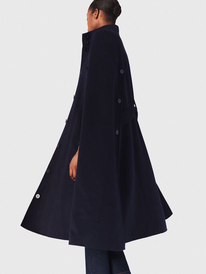 Long double-faced coat with cape Long double-faced coat with cape