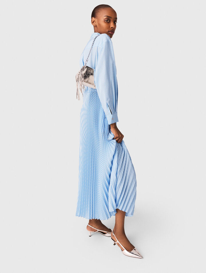 Pleated eyelet maxi dress