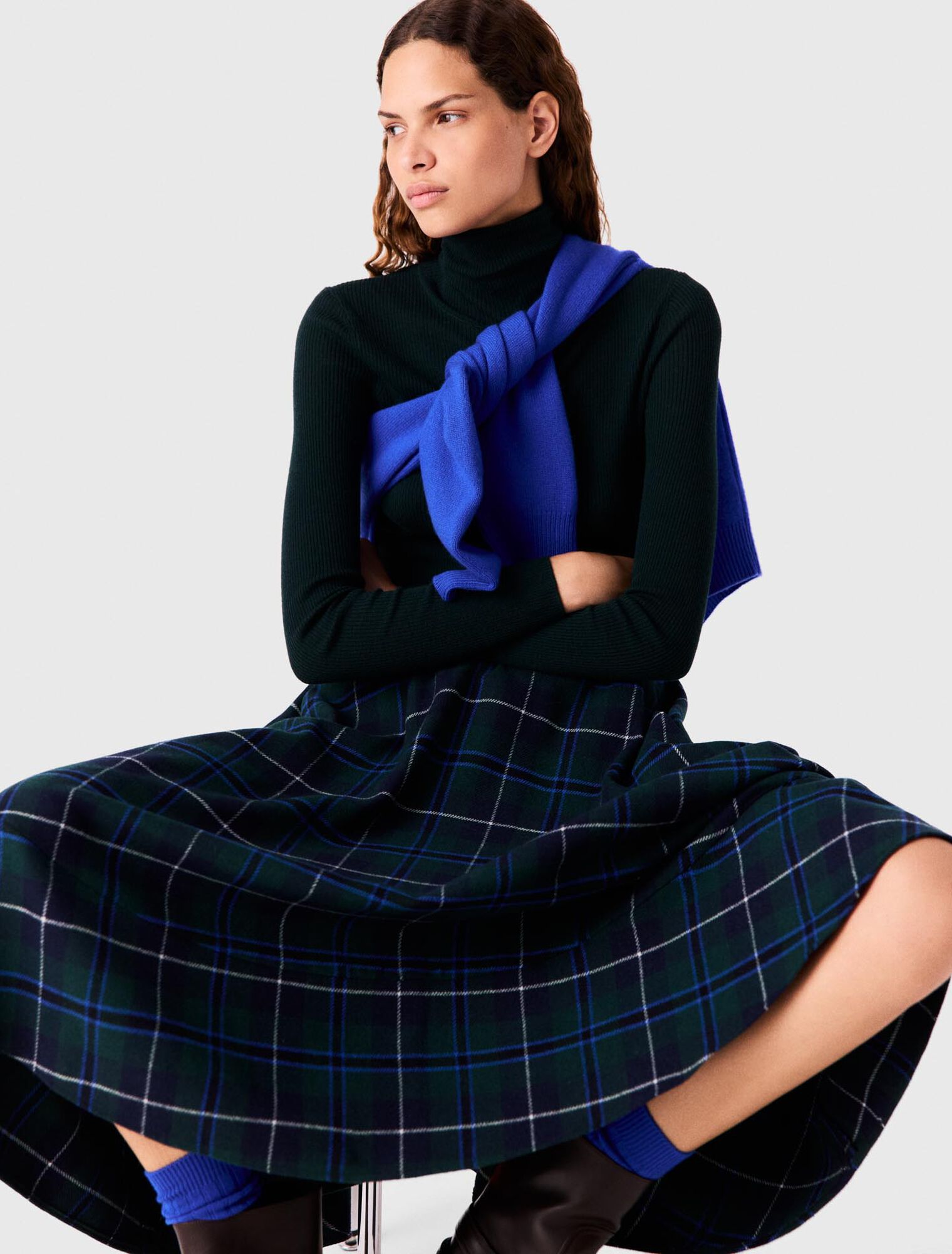 Long checked skirt