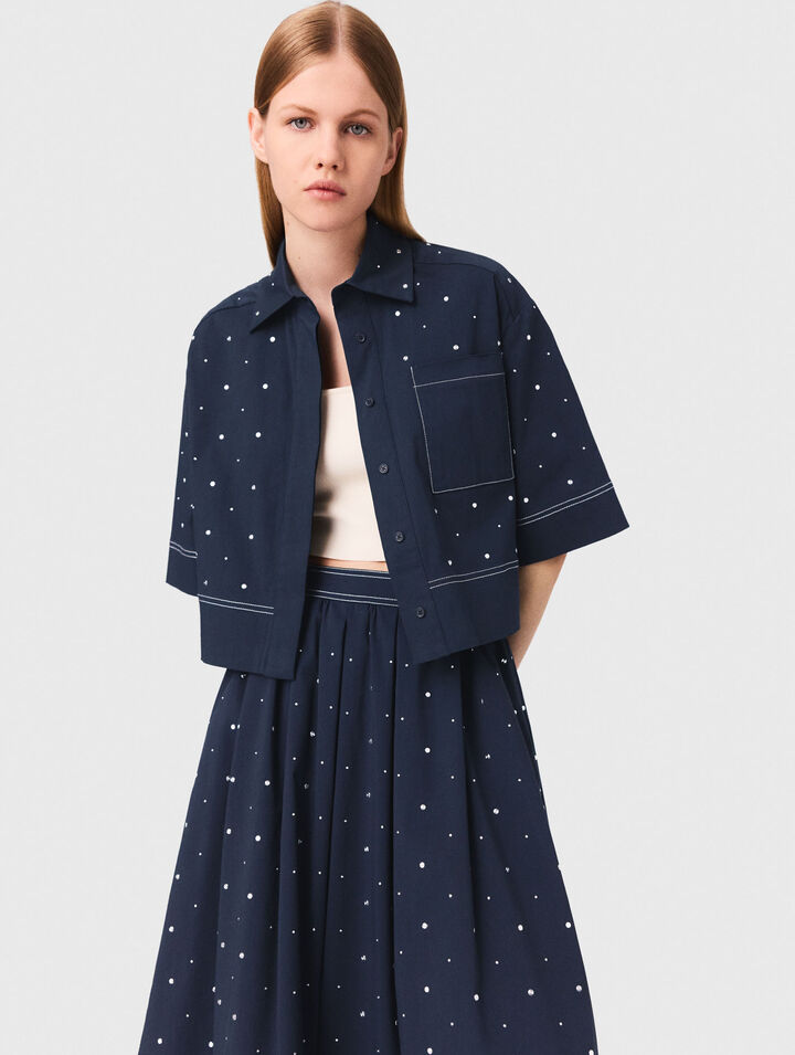 Cropped shirt with studs