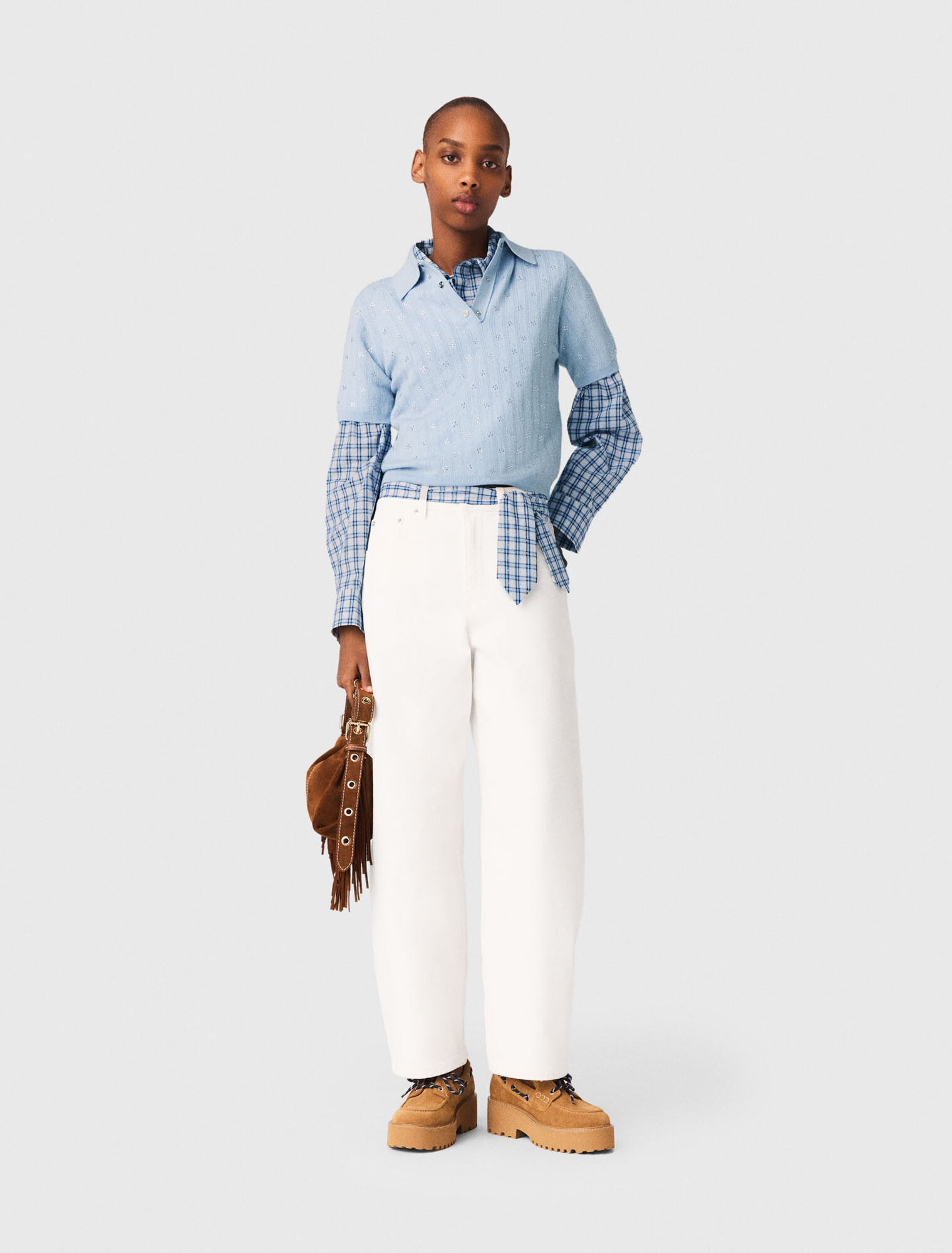 Cropped jumper with rhinestones