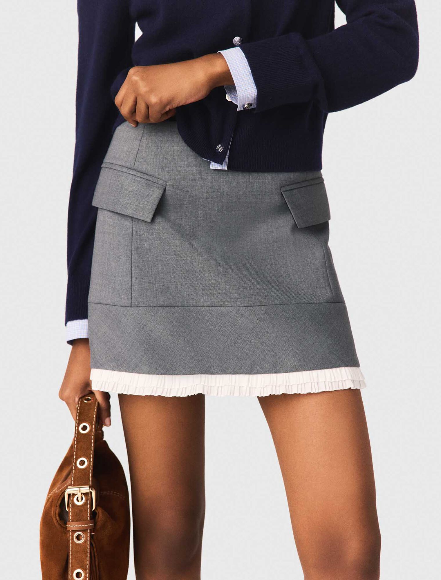 A-line poplin skirt with band