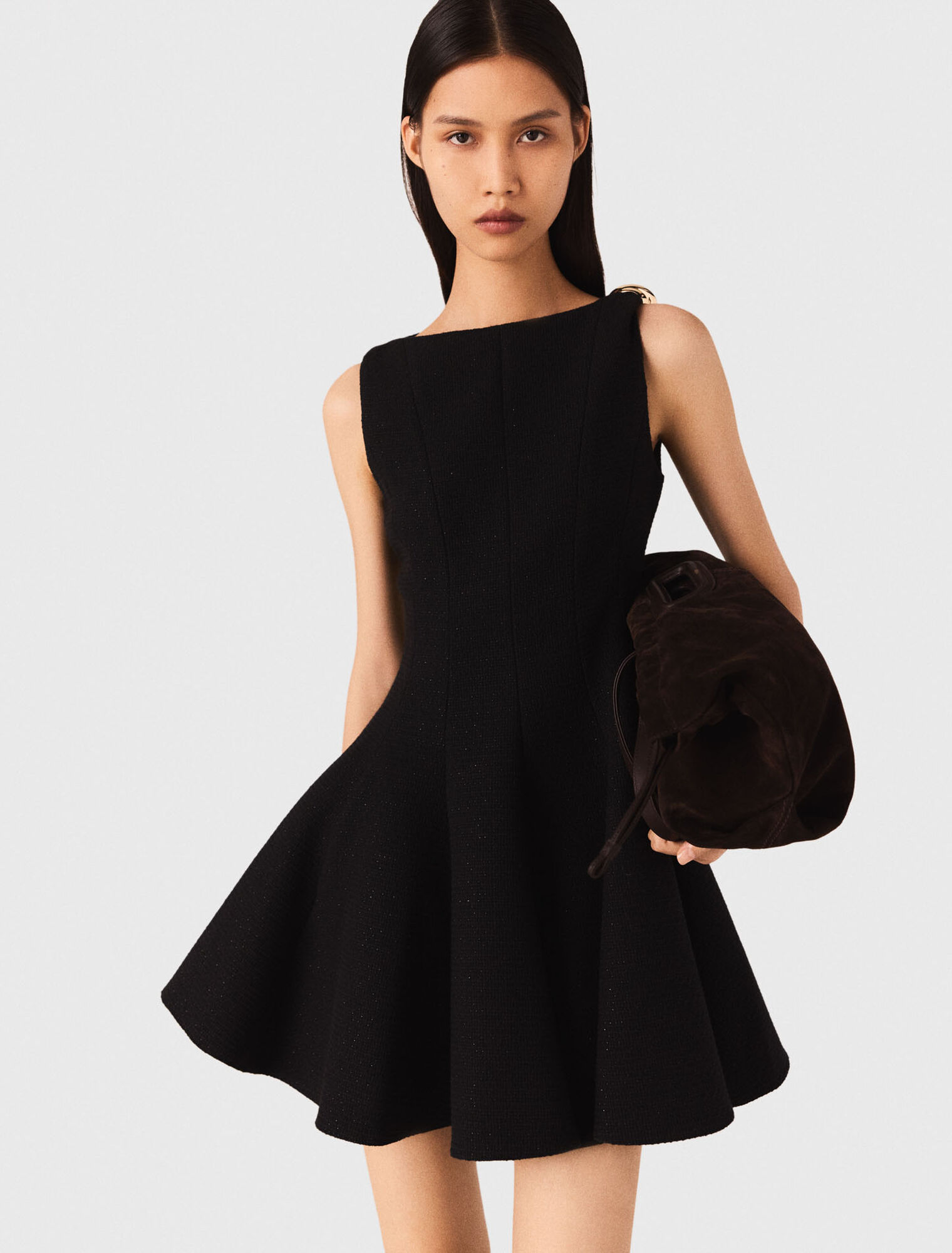 Short flared tweed dress