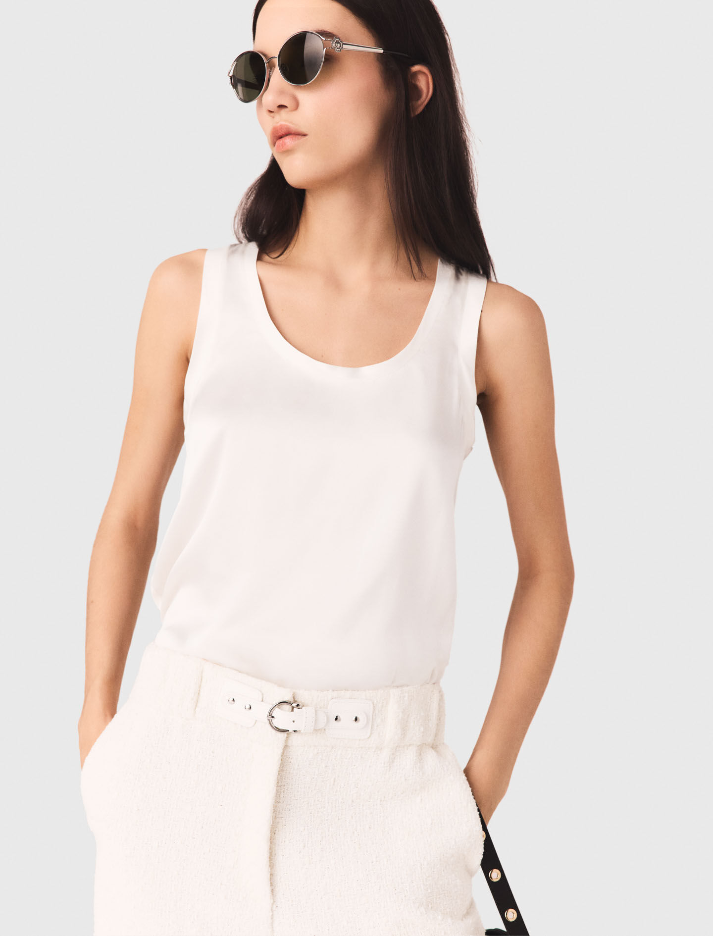 Silk tank top White for Women | Maje