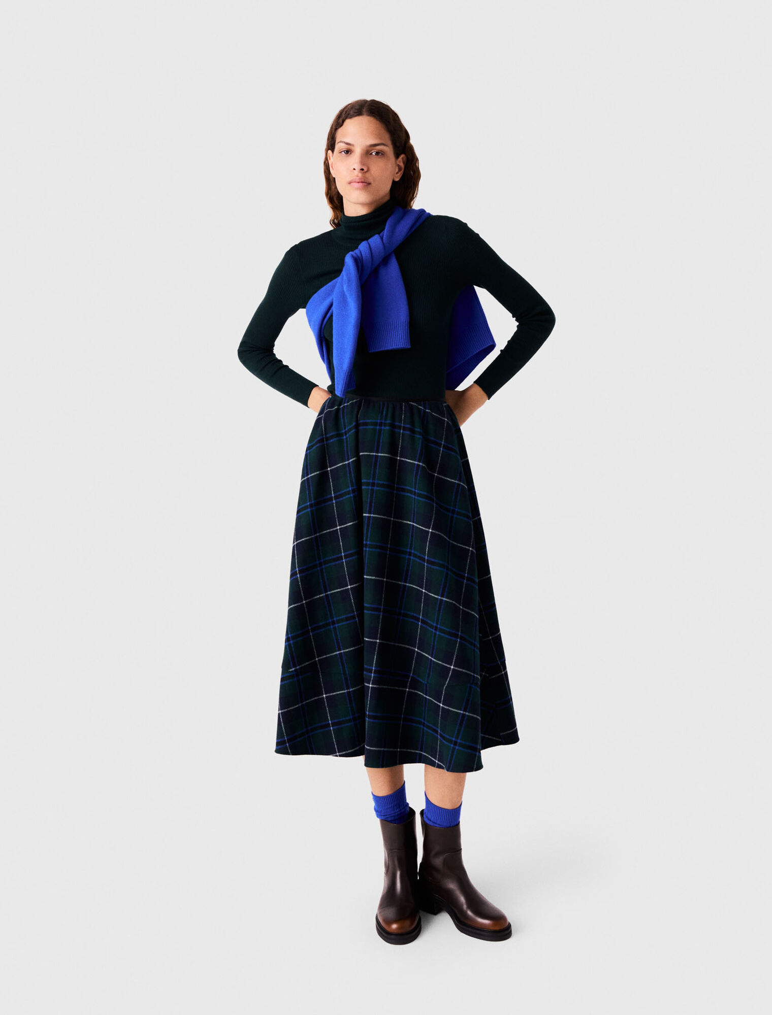 Long checked skirt