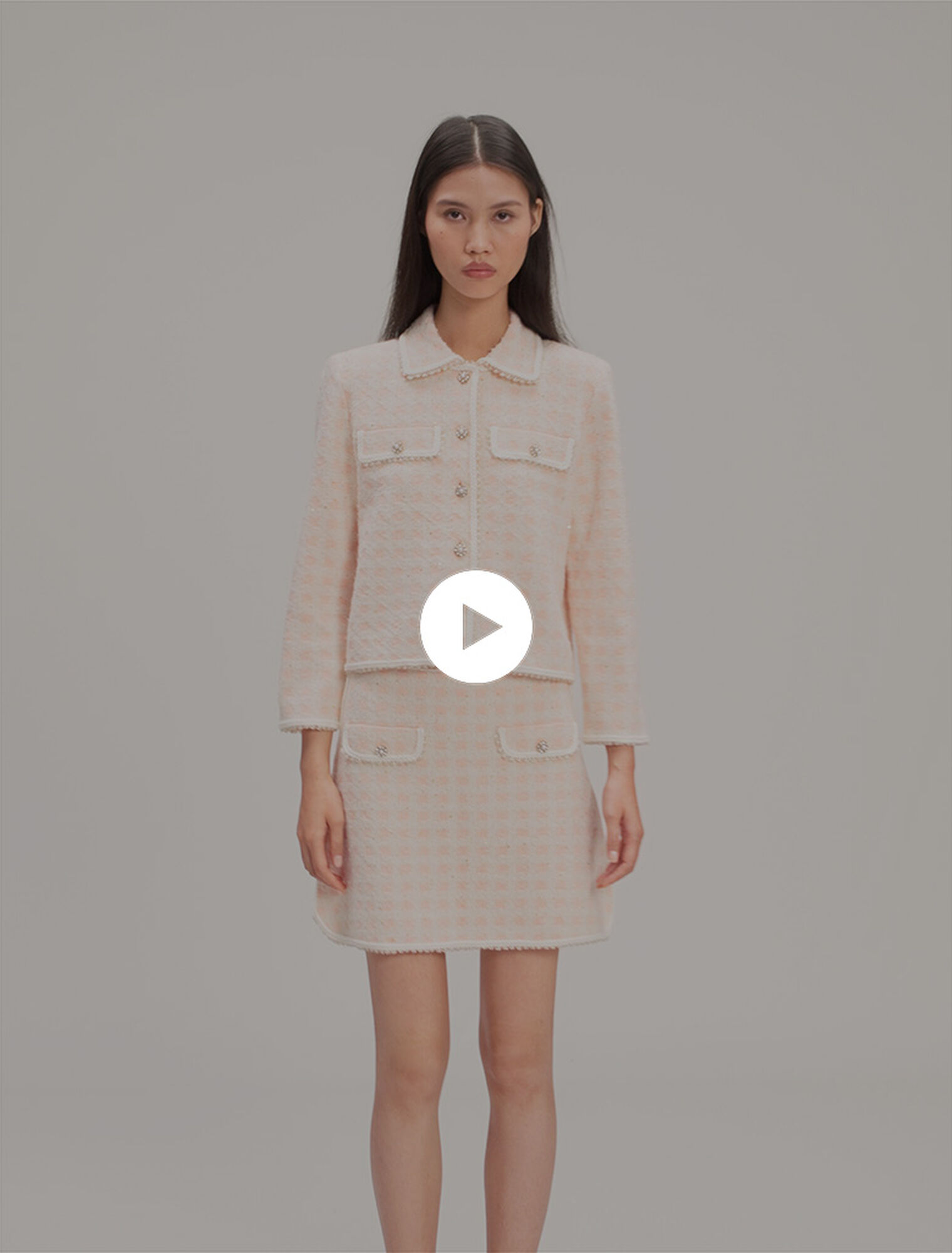 Tweed-effect knit jacket