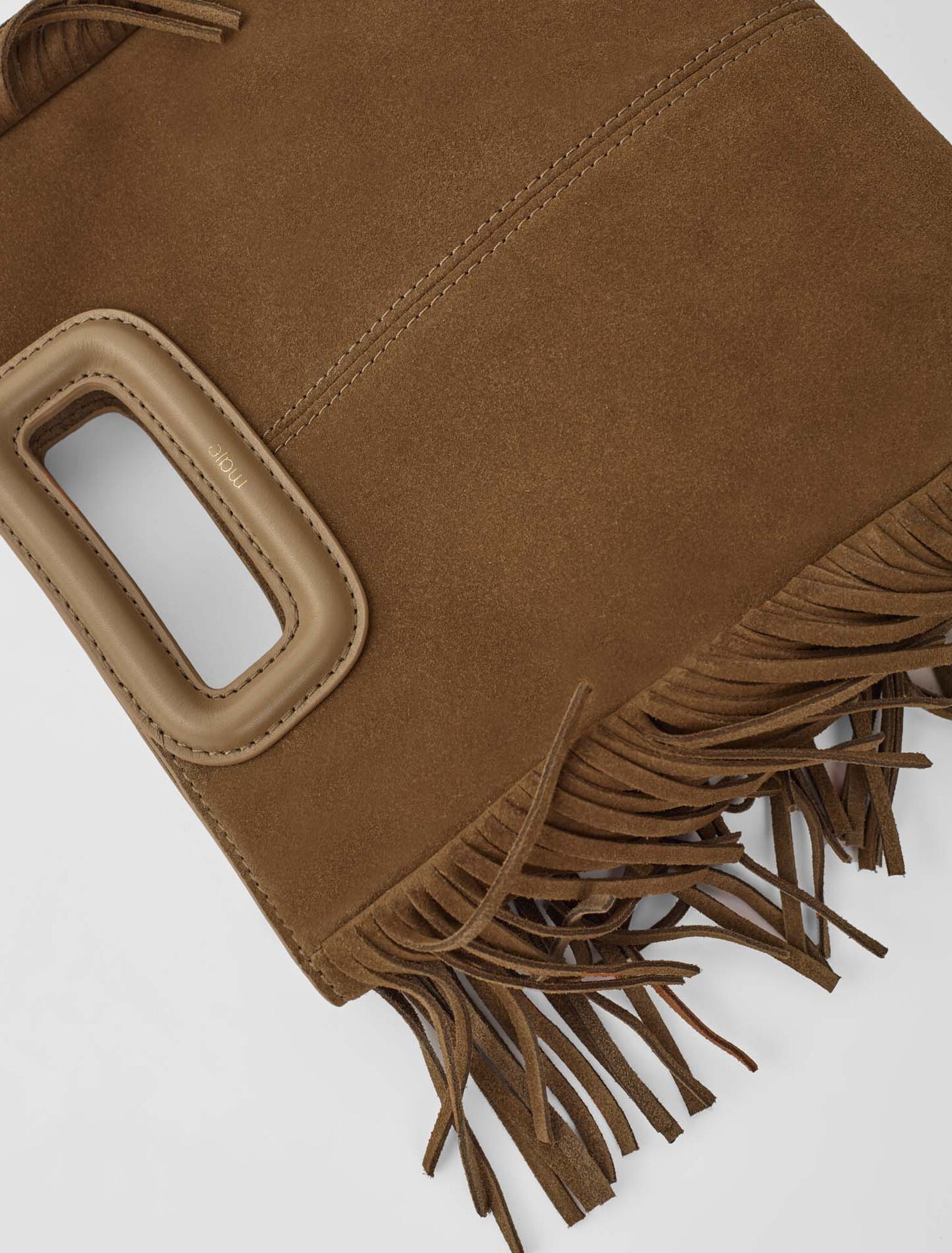 Fringed M bag in suede