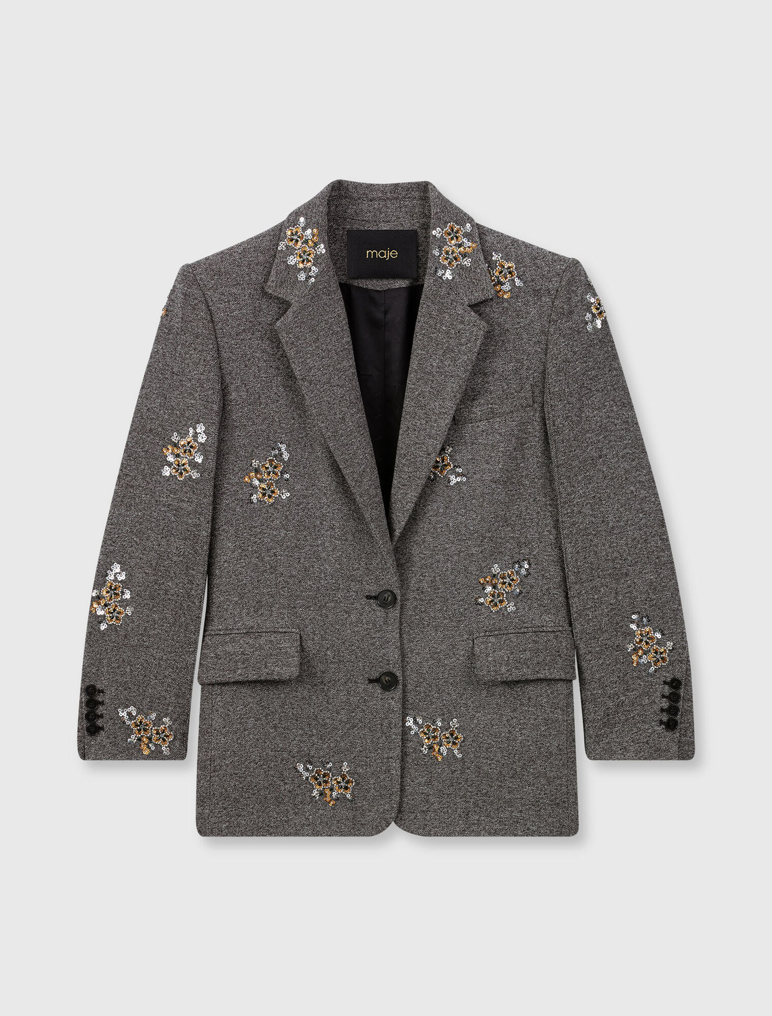 Flower-embroidered wool jacket Flower-embroidered wool jacket