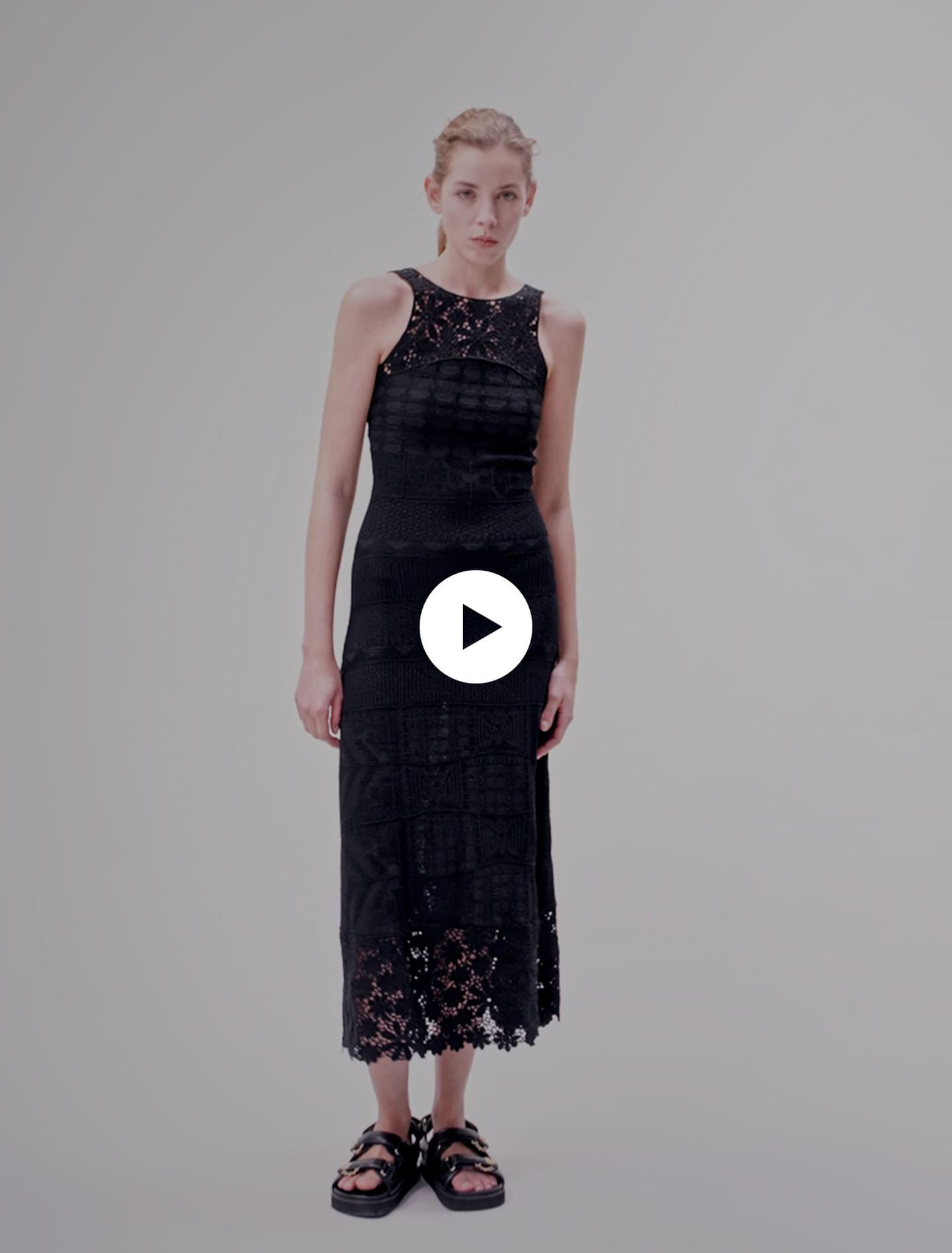 Crochet-knit maxi dress