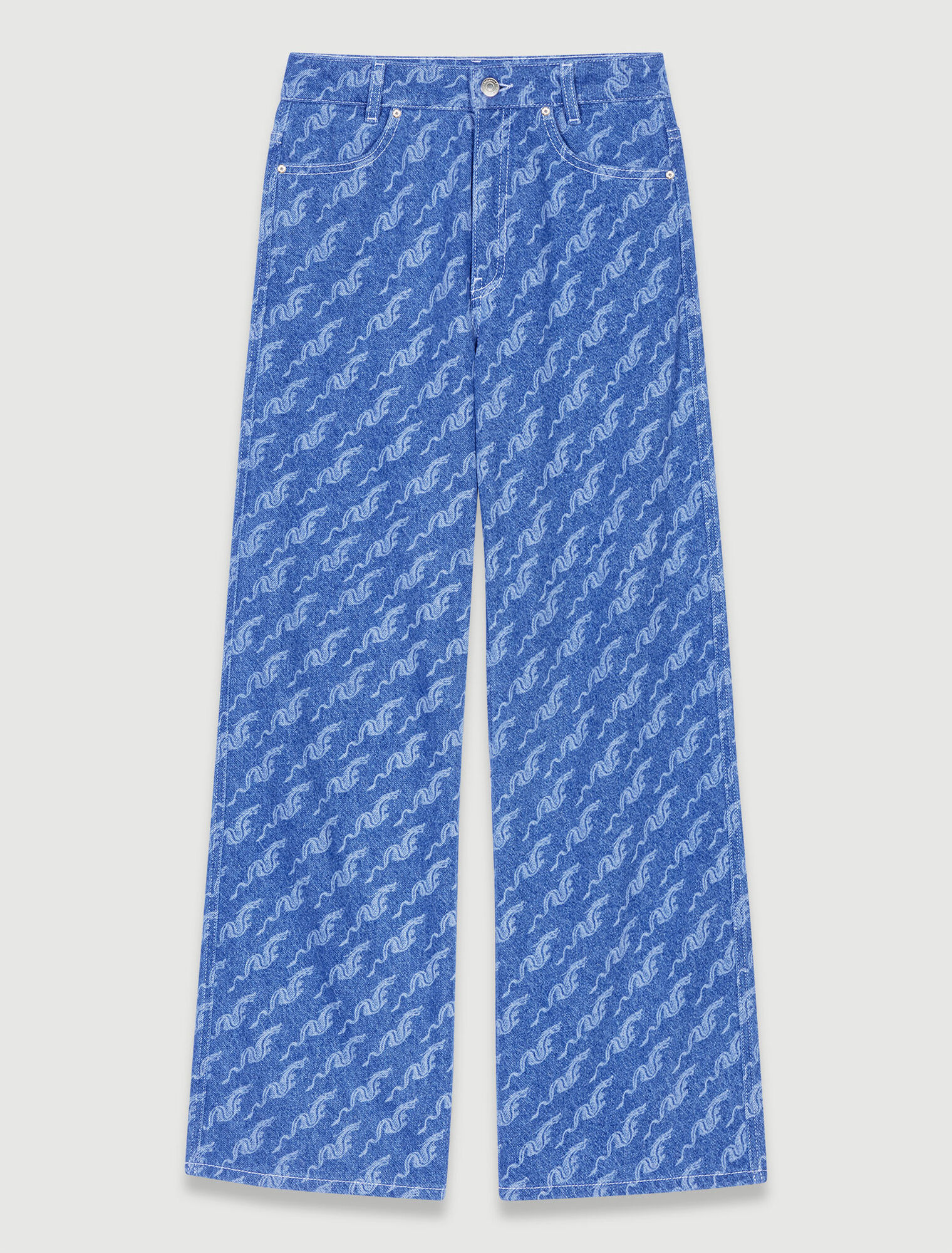 Wide-leg patterned jeans