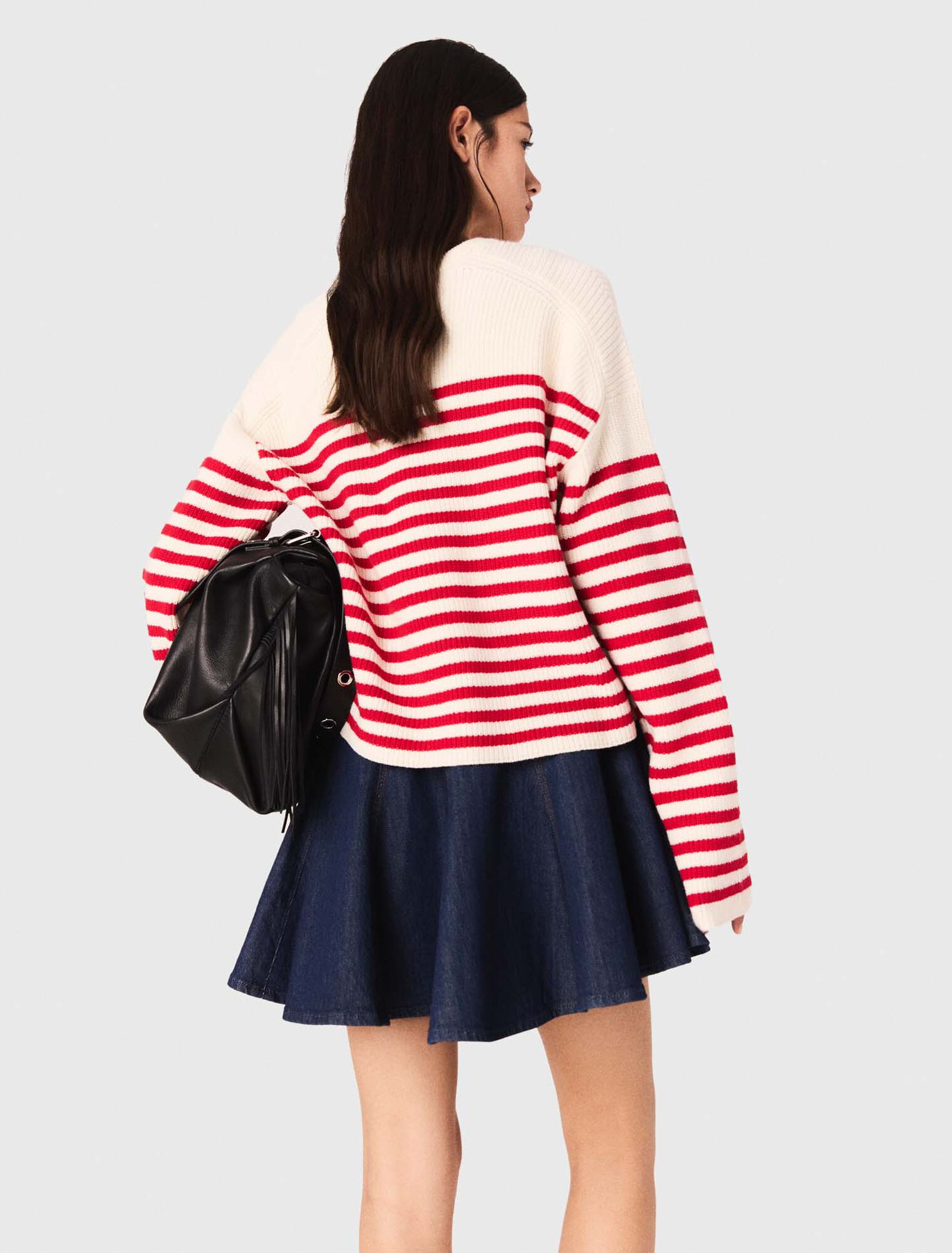 Striped rib knit jumper