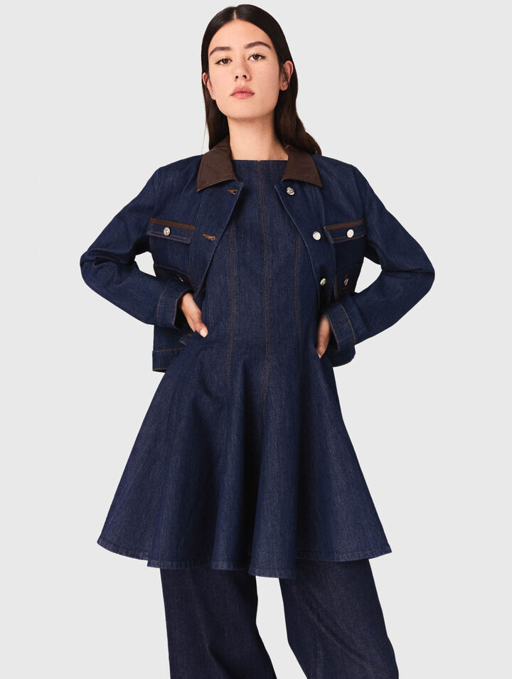Denim jacket with faux leather Denim jacket with faux leather