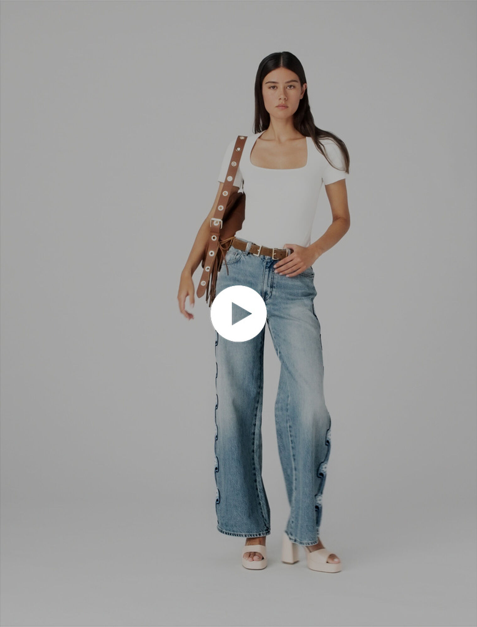 Floral embroidered wide-leg jeans