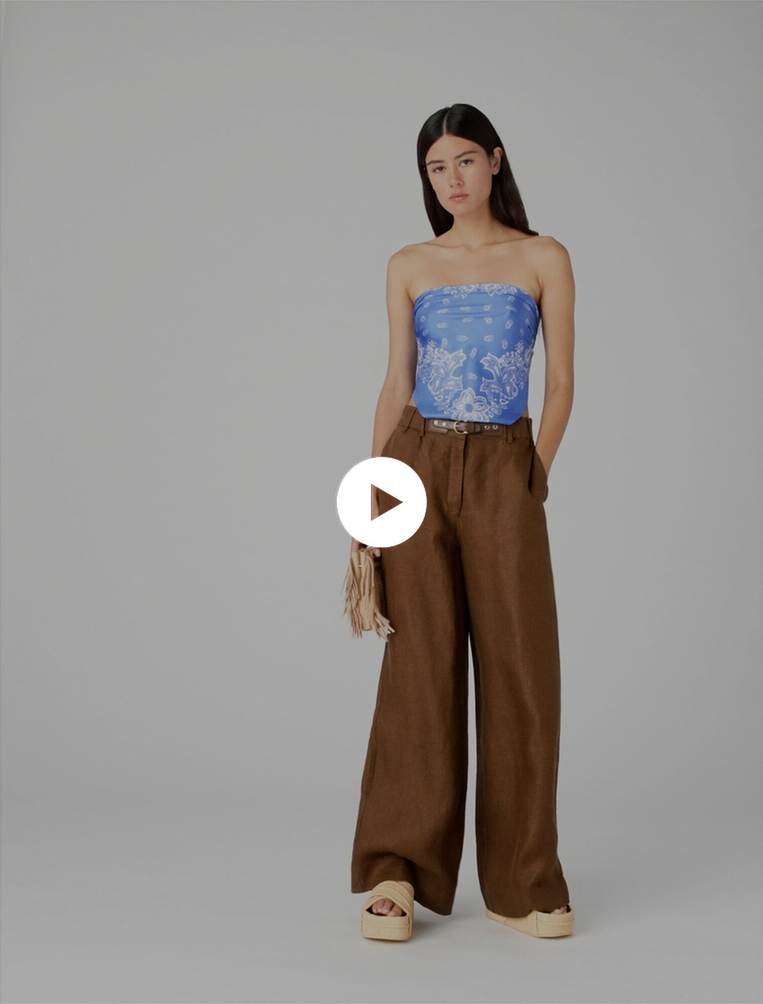 Linen-blend trousers