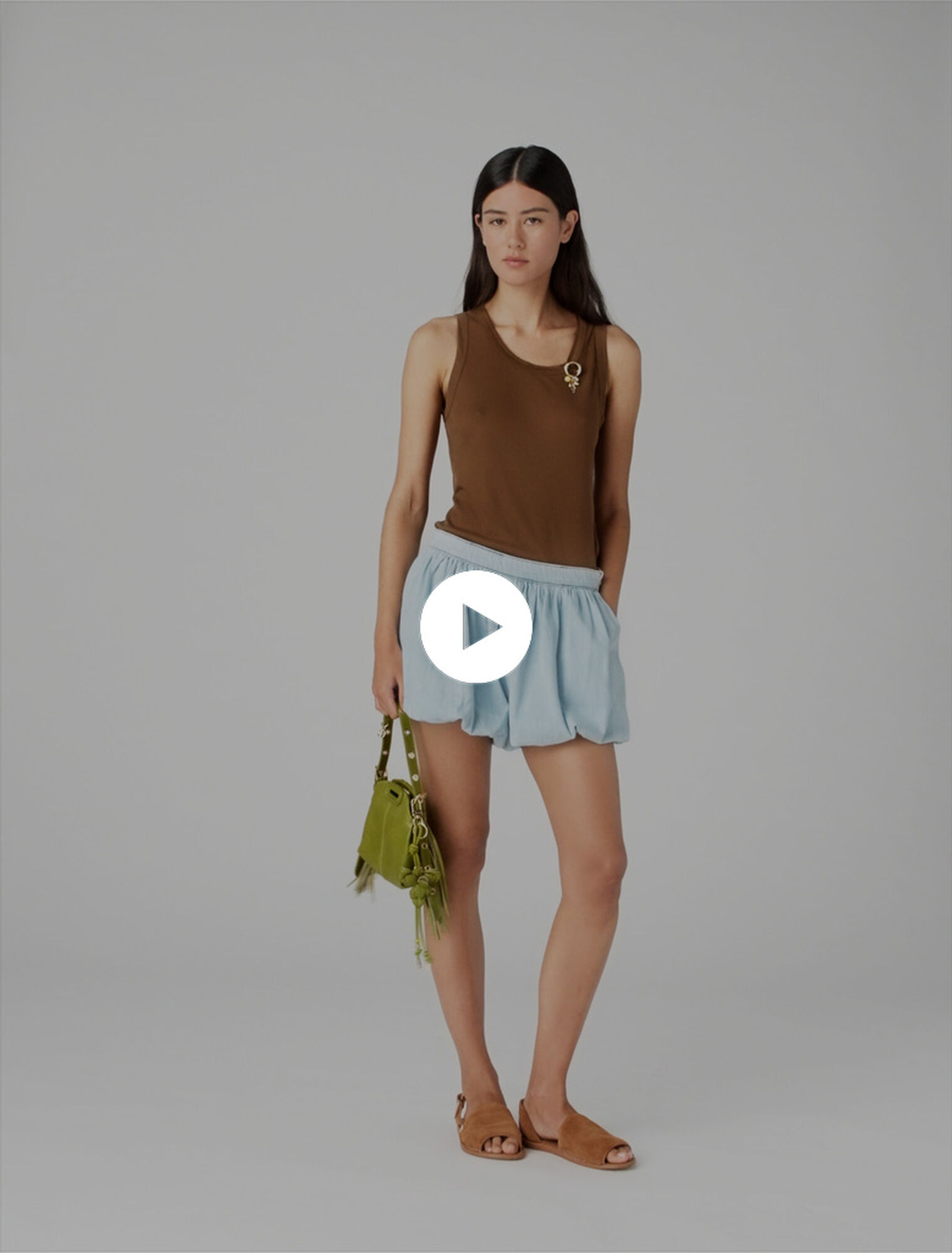 Chambray balloon skort