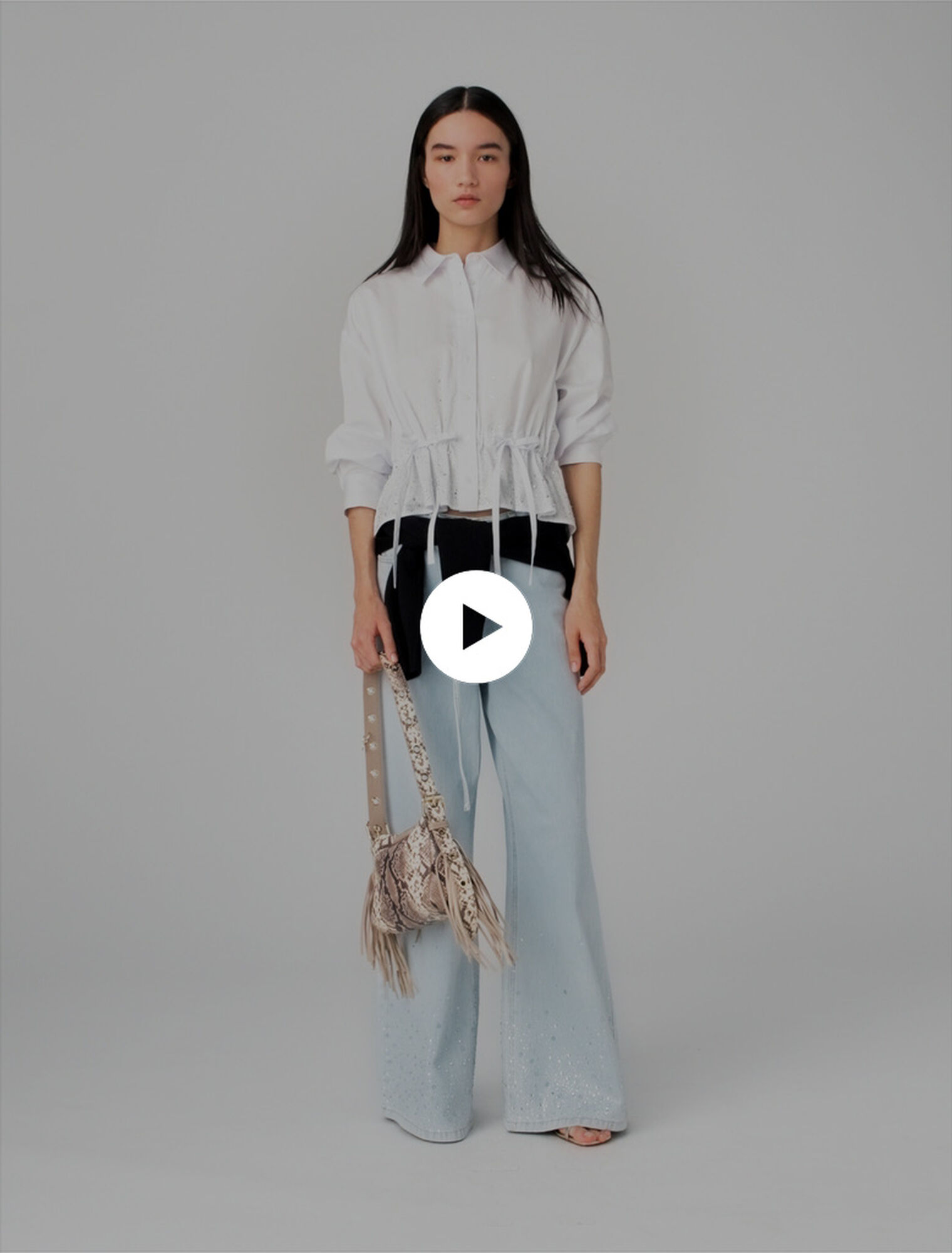 Cotton shirt with rhinestones