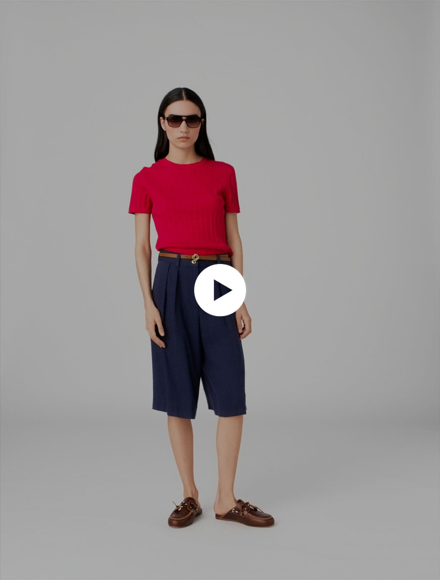Linen-blend Bermuda shorts