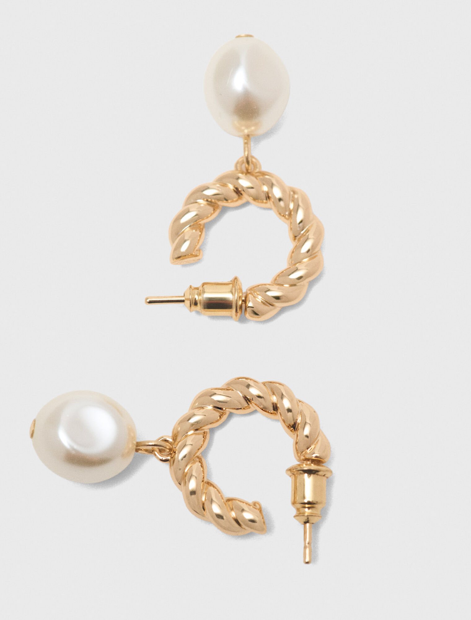 Twisted bead hoop earrings