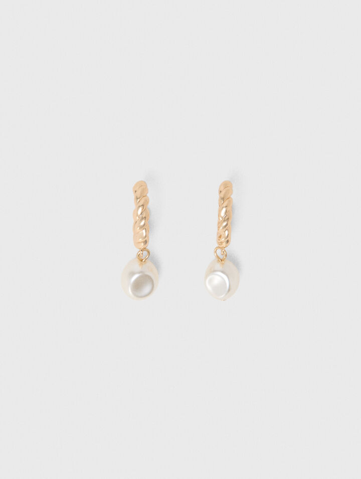 Twisted bead hoop earrings