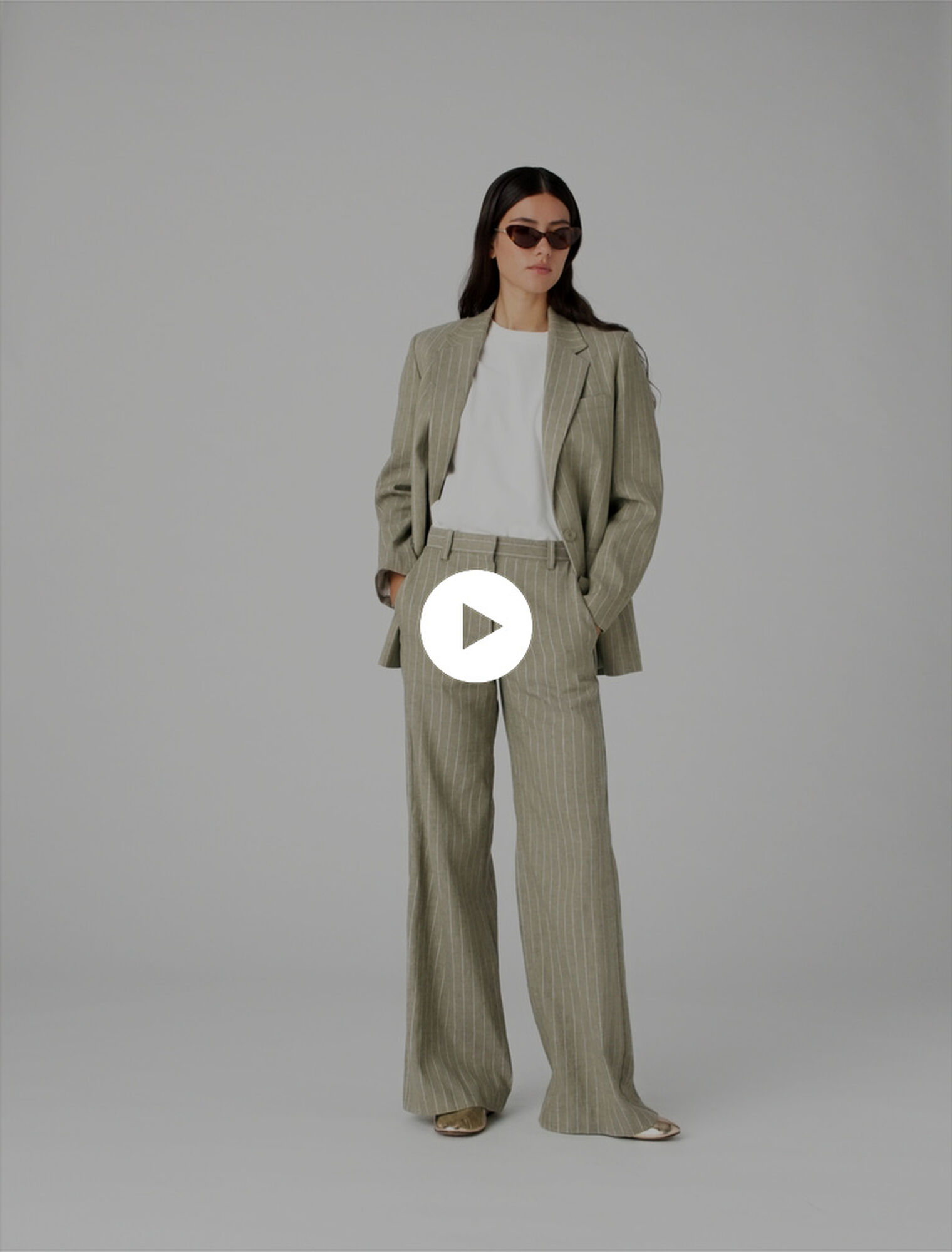 Linen-blend suit trousers