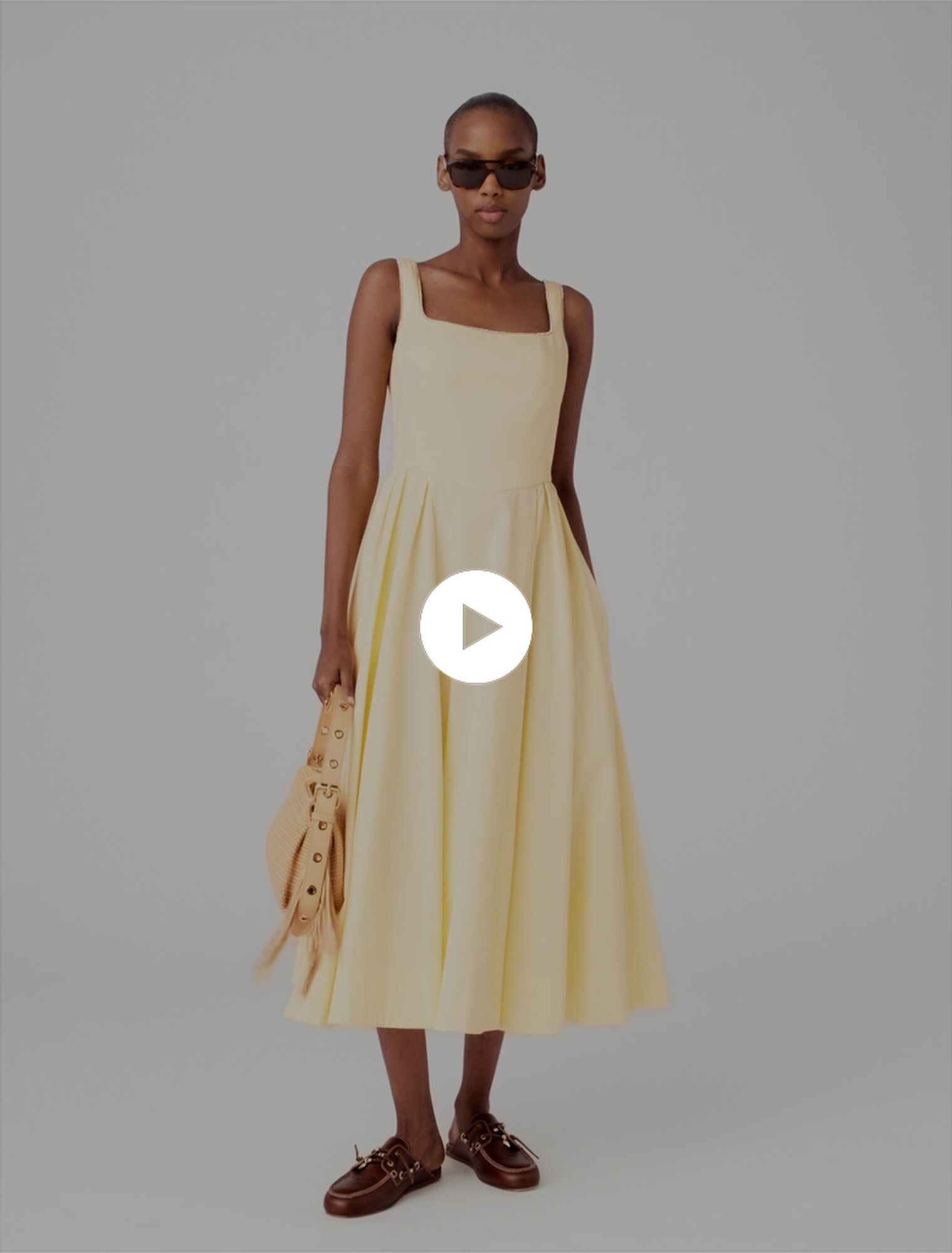 Flared rhinestone-trim midi dress