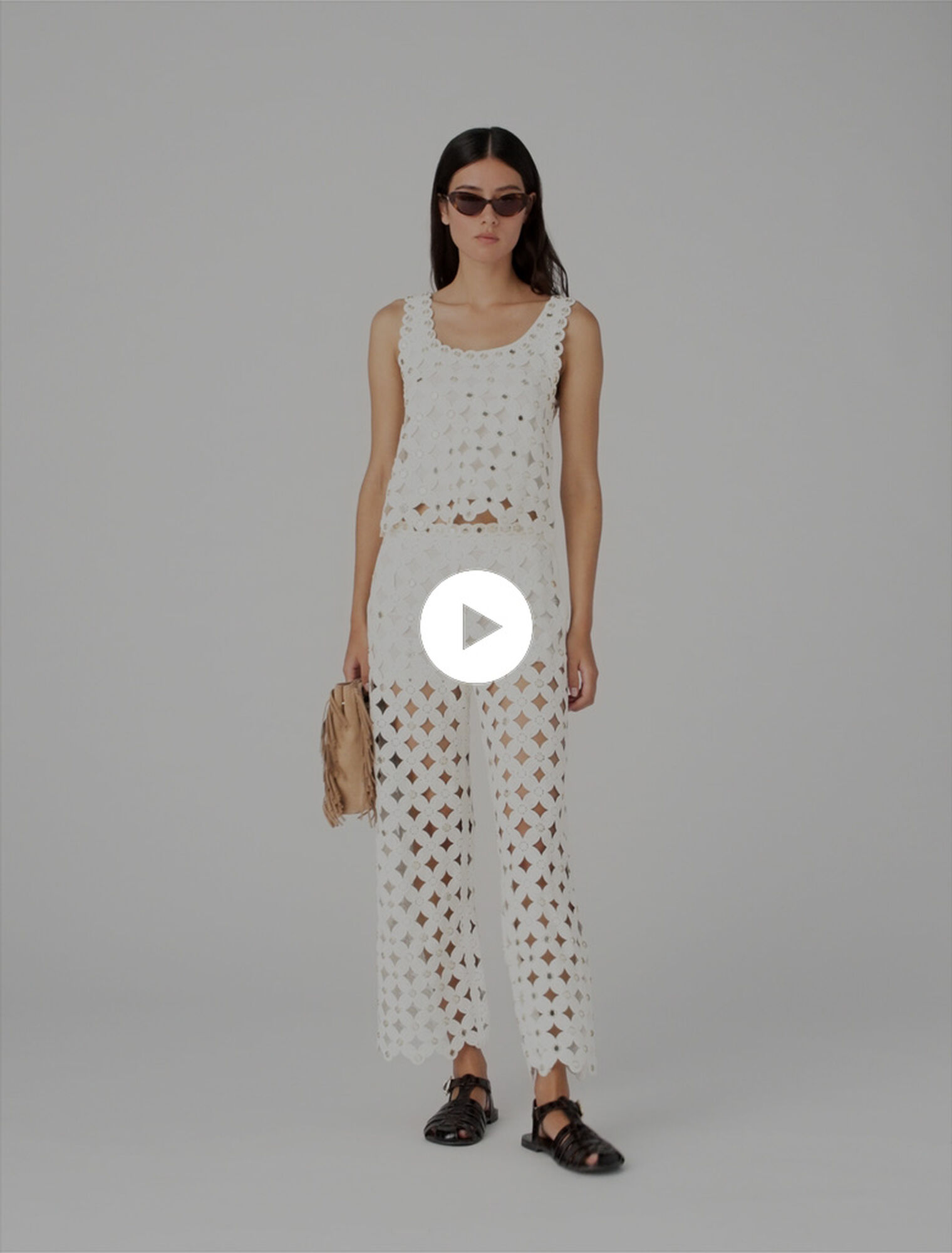 Crochet trousers with mirrors