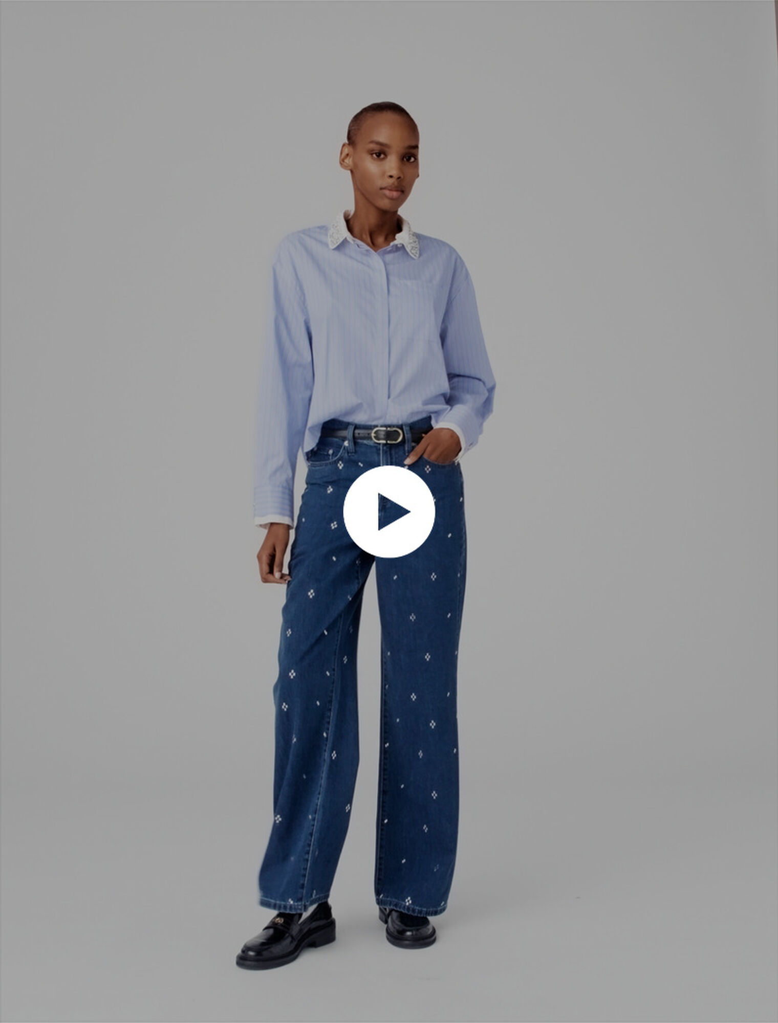 Wide jeans with rhinestones