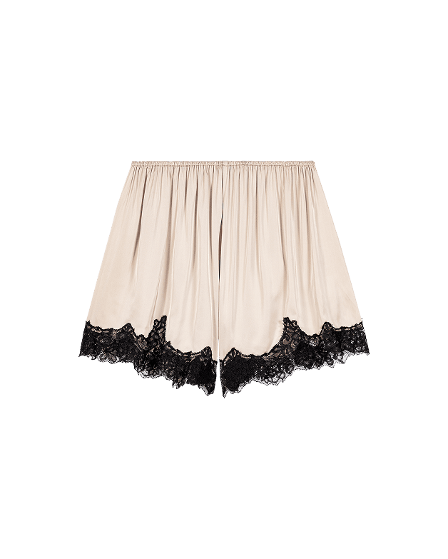 Satin Shorts with Lace Details
