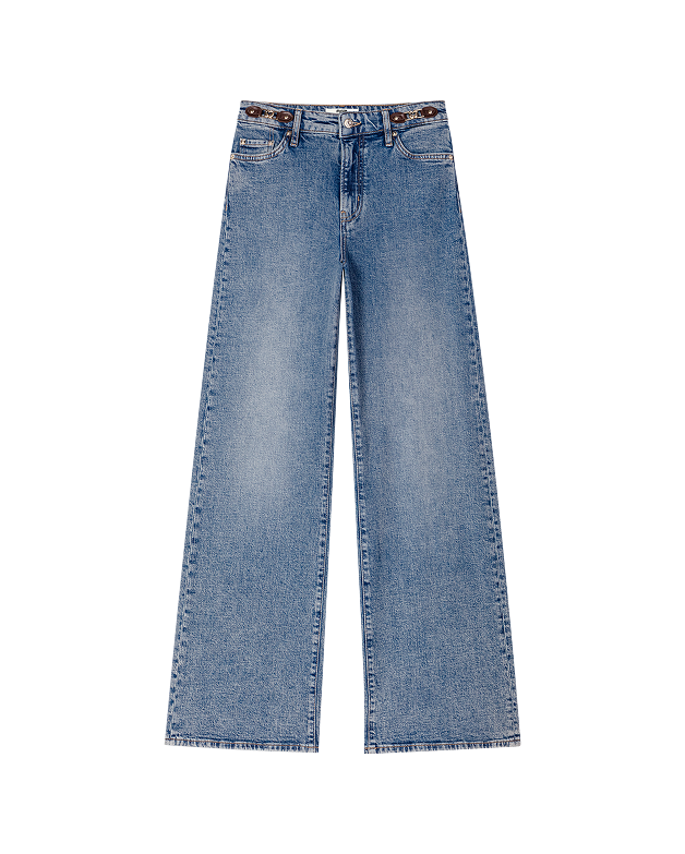Wide-Leg Jeans with Leather Loops
