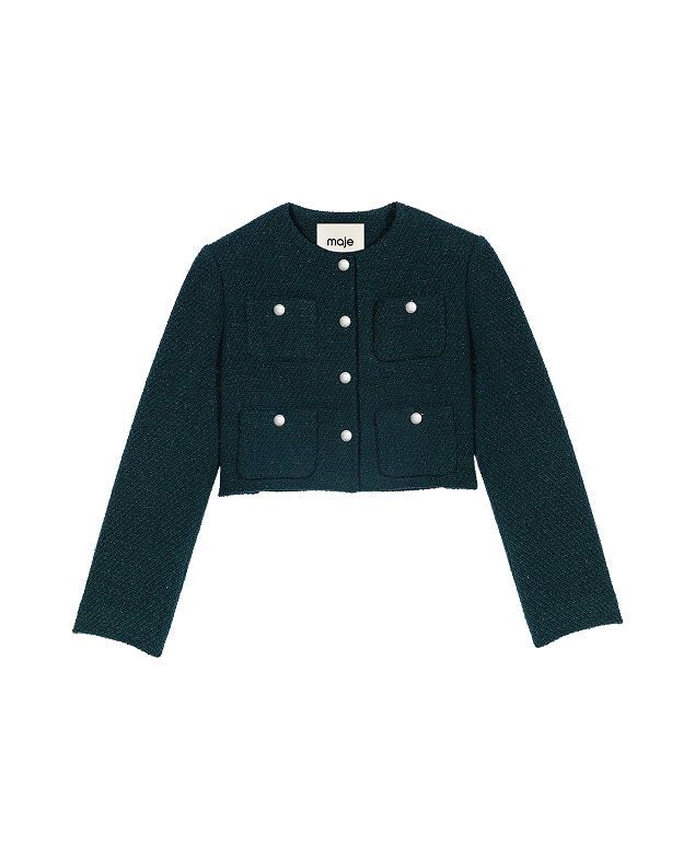 Tweed Jacket with Fringe Trim