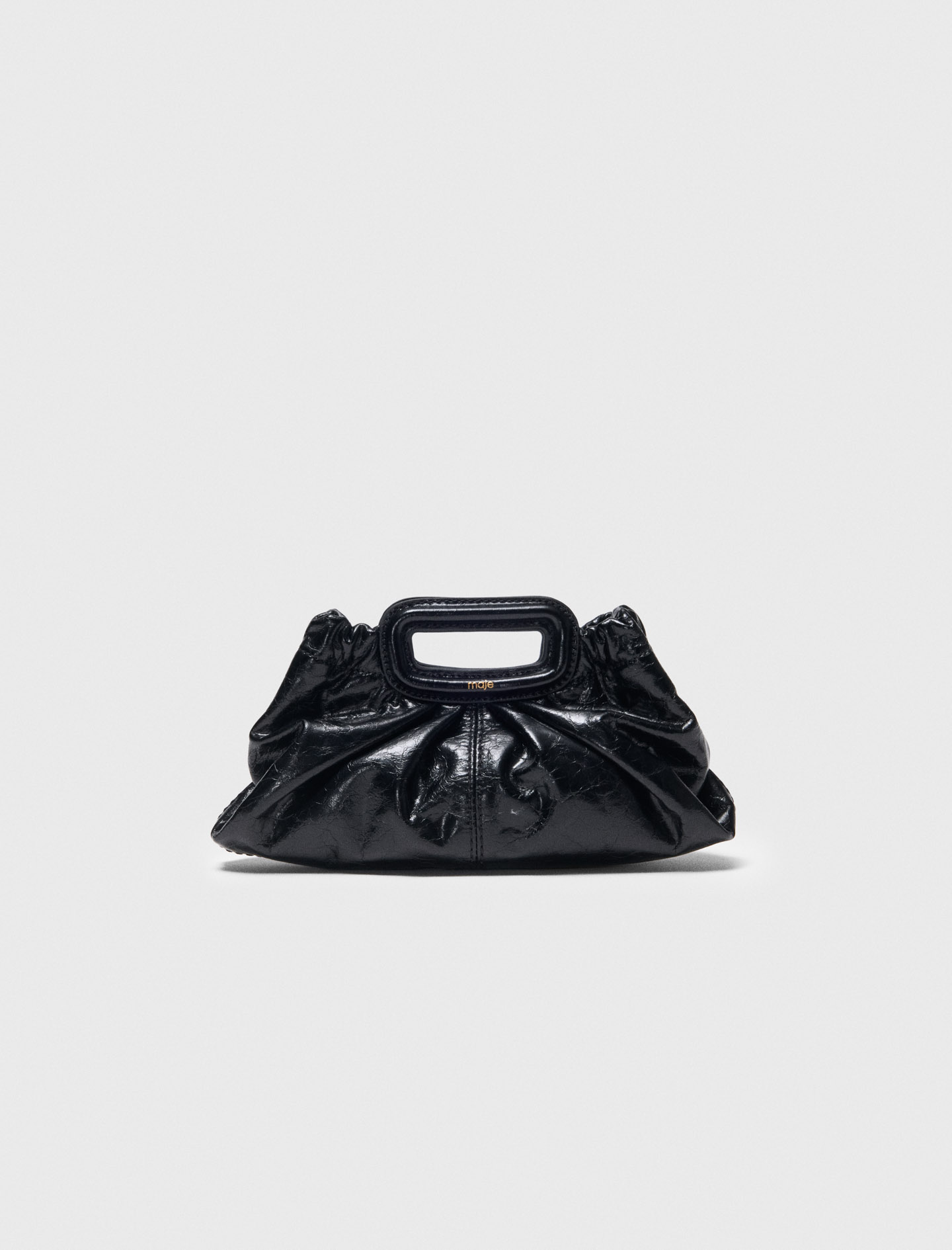 Sac Milpli mini en cuir craquelé noir