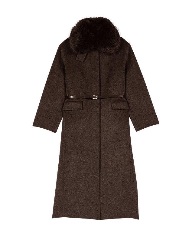 Long Coat with Faux Fur Collar