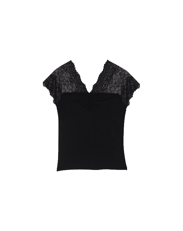 Lace-Trim Jersey Top