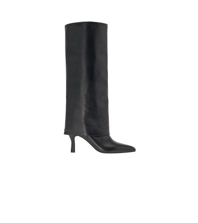 Heeled Leather Knee-High Boots