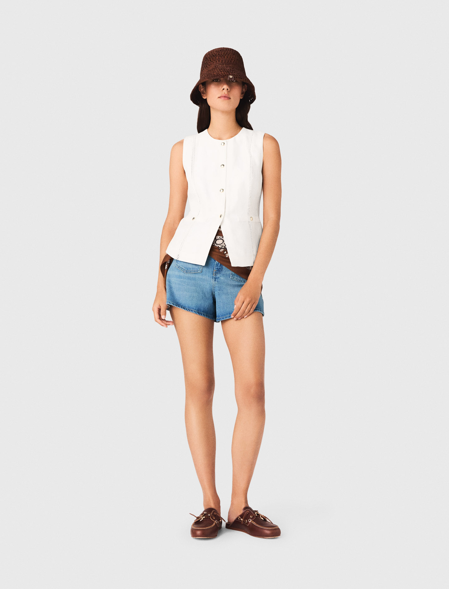 Embroidered linen-blend jacket