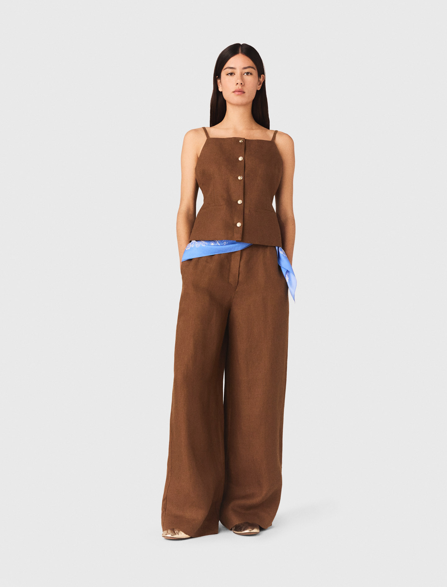 Linen blend top