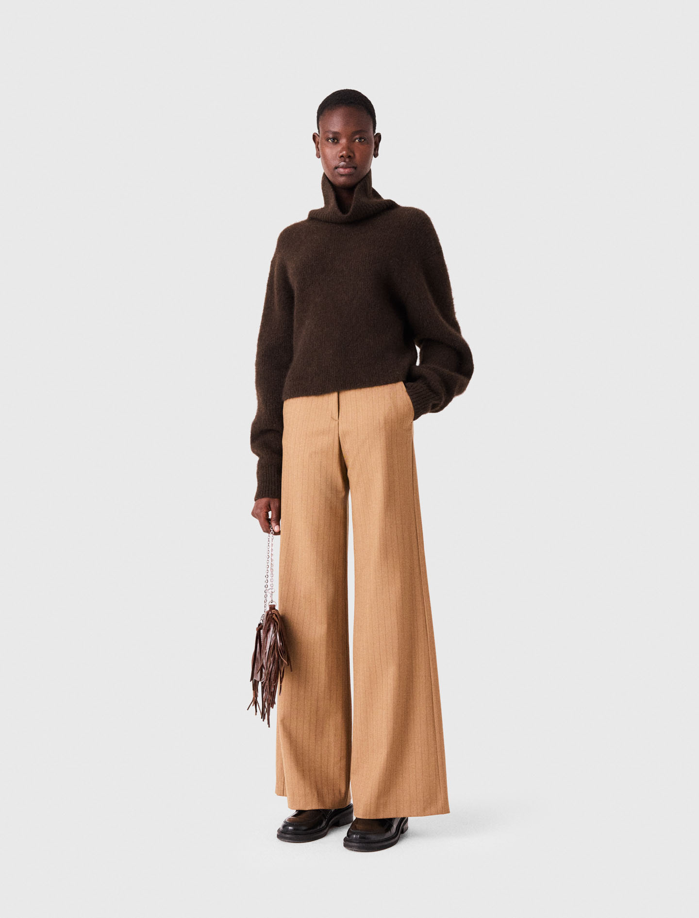Yak blend roll-neck jumper Dark brown for Women | Maje