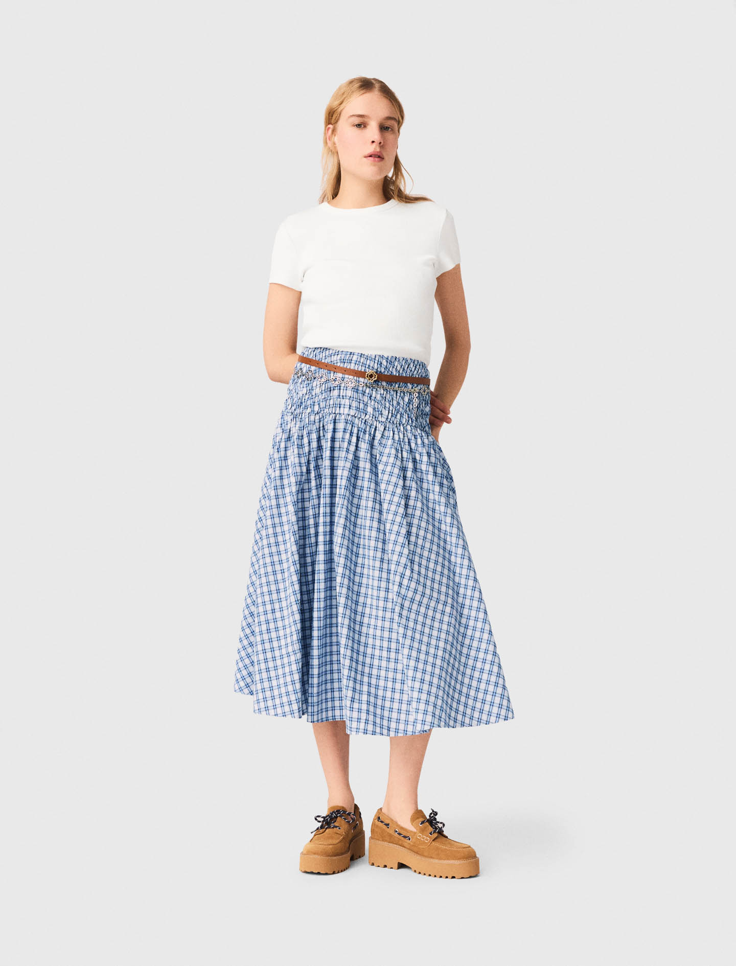 Rhinestone cotton maxi skirt