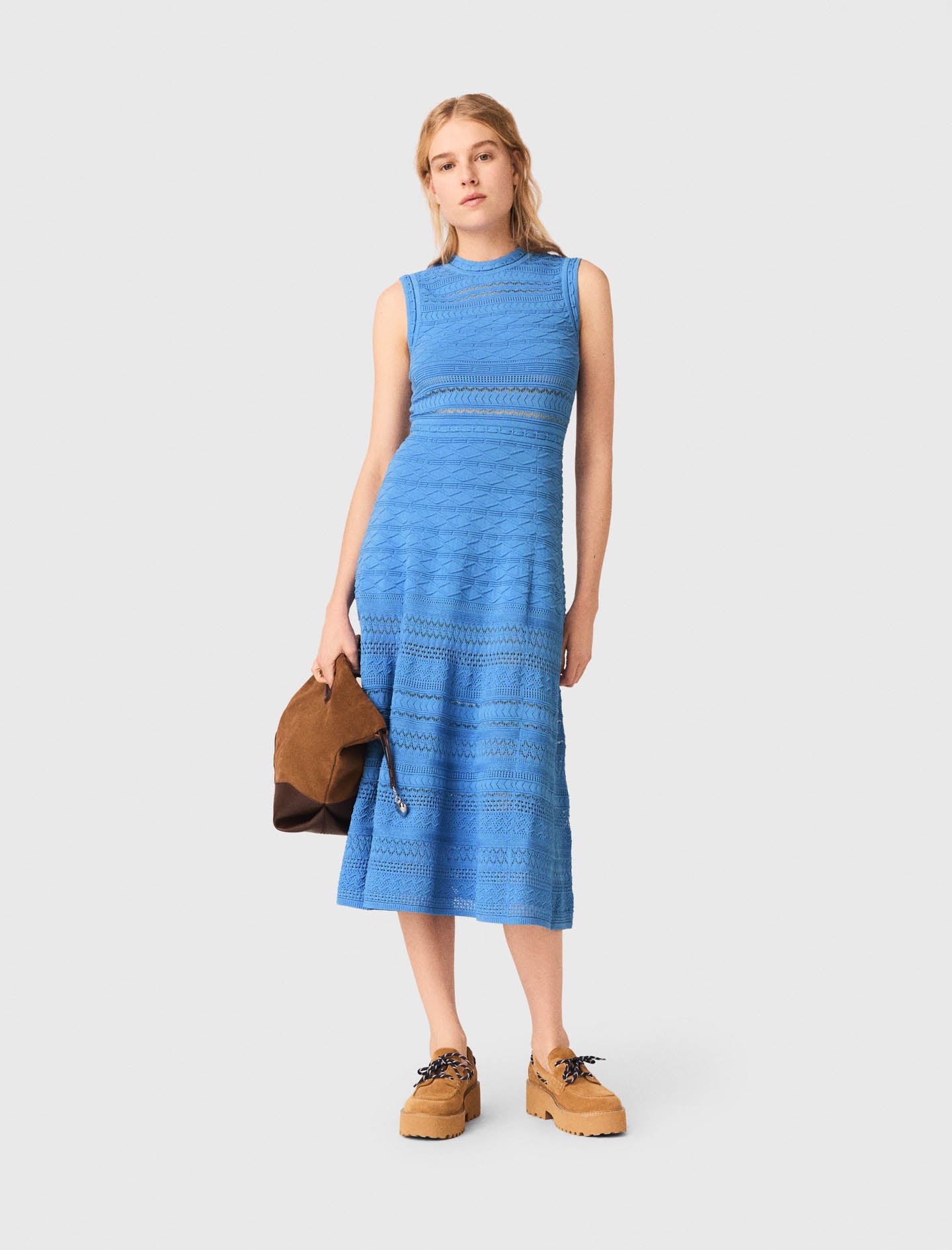 Pointelle knit maxi dress