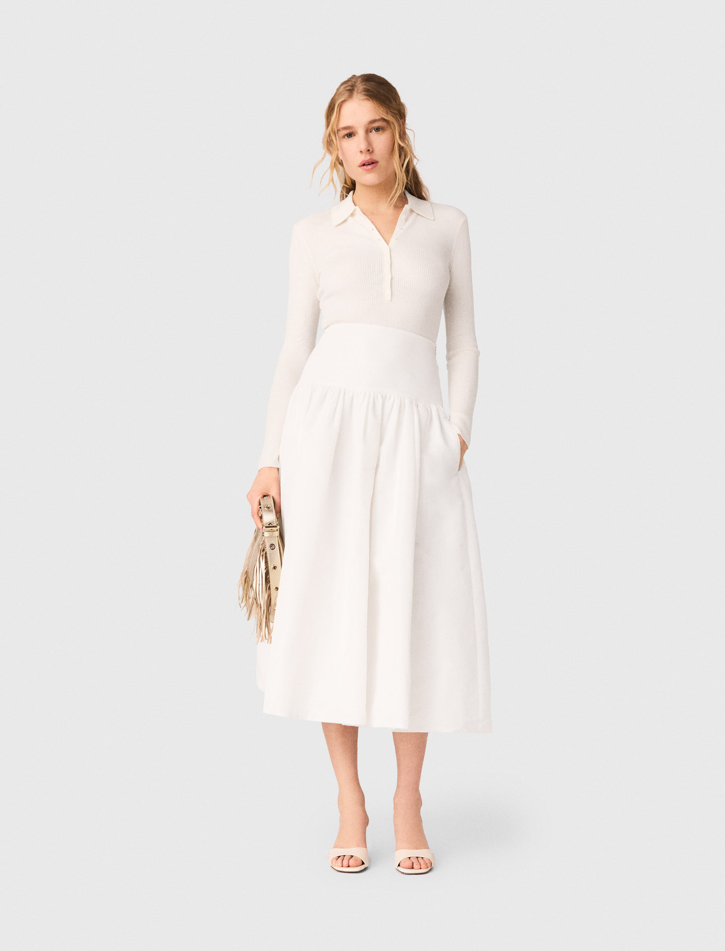 Long taffeta skirt