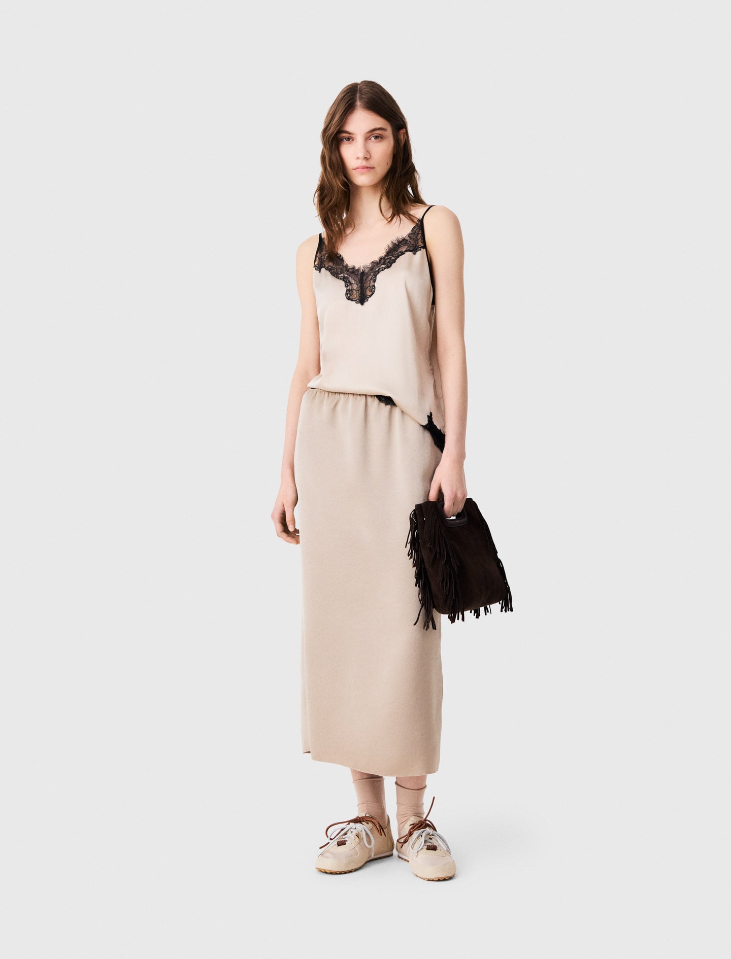 Satin pencil skirt