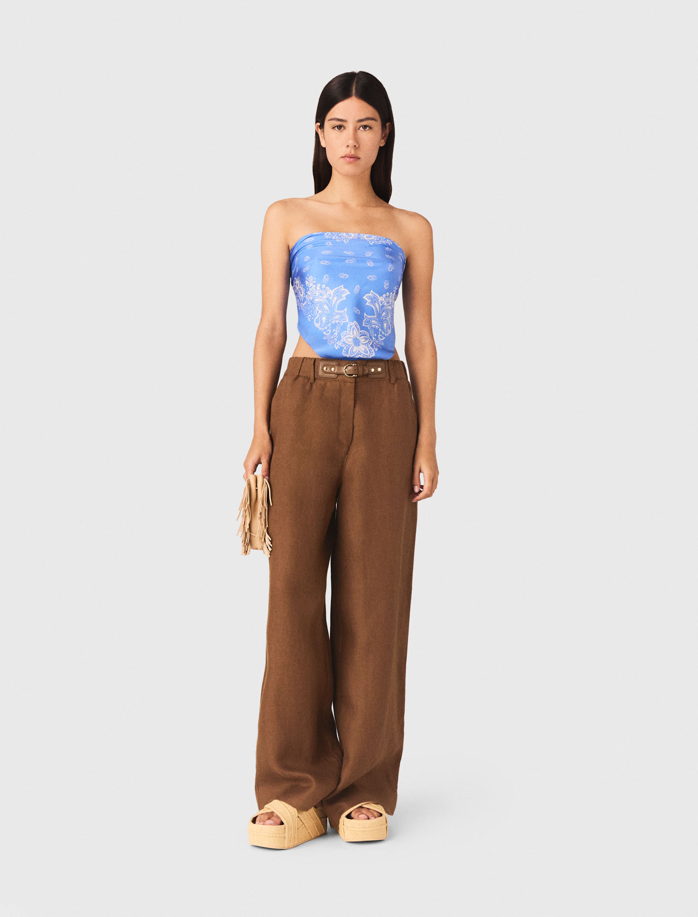 Linen-blend trousers