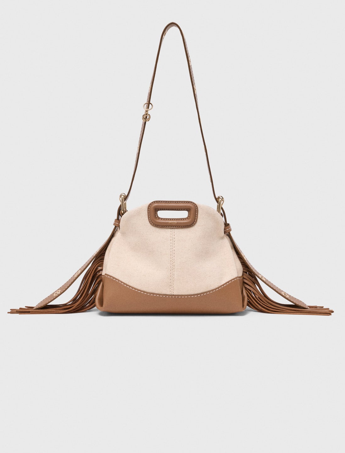 Canvas and leather Miss M Mini bag Moka/White for Women | Maje