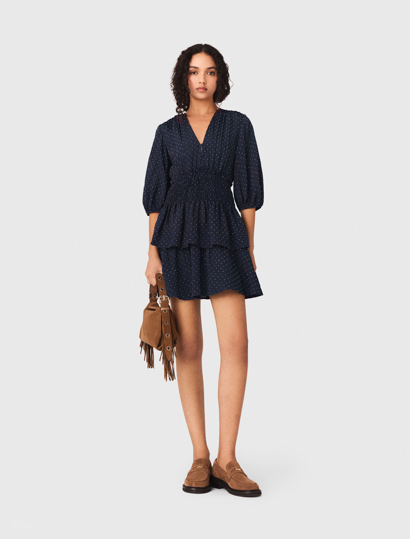 Ruffle and rhinestone dress