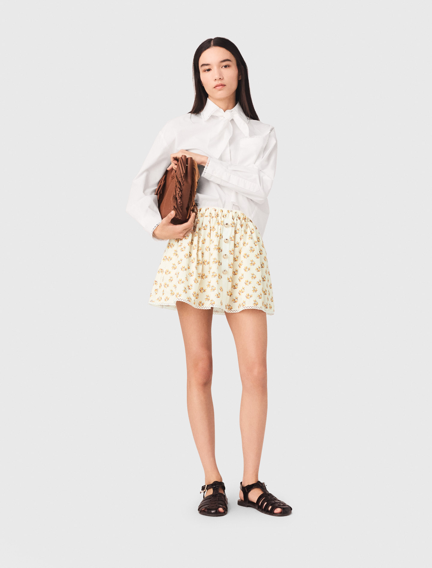 Printed skirt with rickrack trim