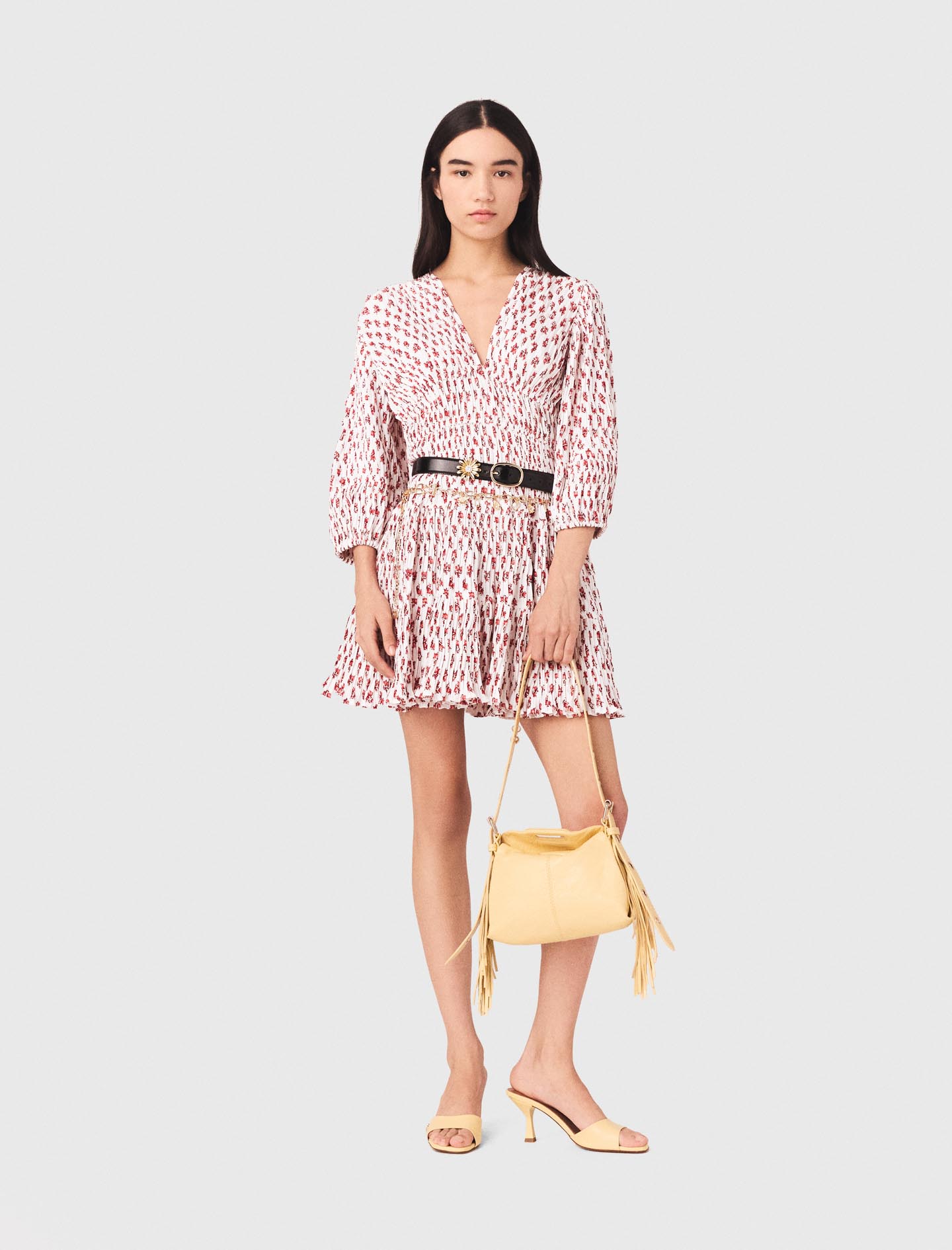 Patterned pleated dress