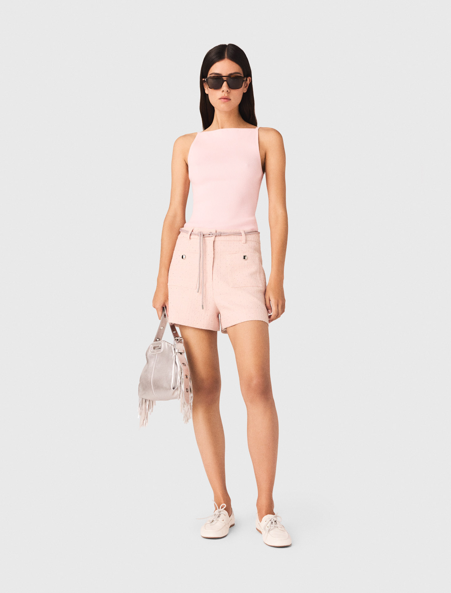 Tweed shorts Pink for Women | Maje