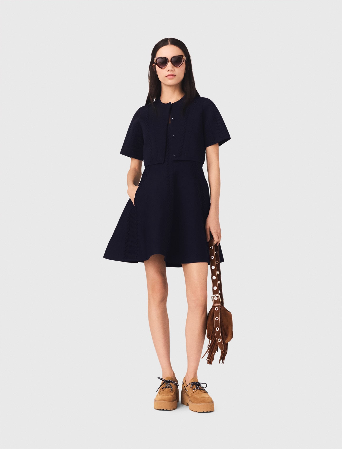 Cropped cardigan Navy for Women | Maje