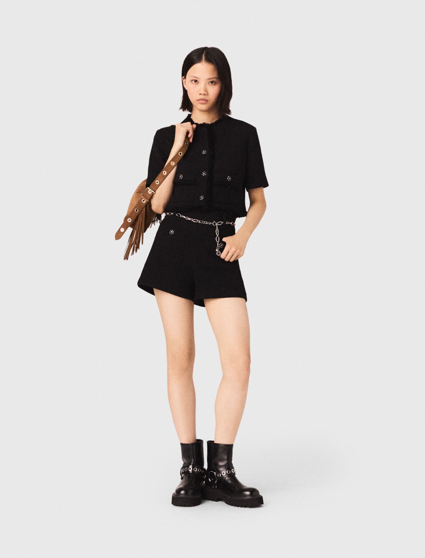Shiny tweed shorts
